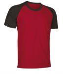 T-Shirt da lavoro manica corta, bicolore in jersey, colore bianco e rosso VACAIMAN.RON
