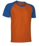 T-Shirt da lavoro manica corta, bicolore in jersey, colore arancione e azzurro royal VACAIMAN.ARR