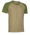 T-Shirt da lavoro manica corta, bicolore in jersey, colore kaki e oliva VACAIMAN.KAO