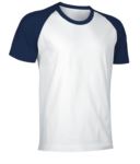 T-Shirt da lavoro manica corta, bicolore in jersey, colore bianco e celeste VACAIMAN.BIN