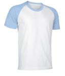 T-Shirt da lavoro manica corta, bicolore in jersey, colore bianco e celeste VACAIMAN.BIC
