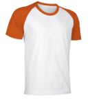 T-Shirt da lavoro manica corta, bicolore in jersey, colore bianco e arancione VACAIMAN.BIA