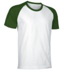 T-Shirt da lavoro manica corta, bicolore in jersey, colore bianco e viola VACAIMAN.BVB
