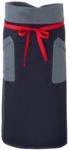 Grembiule da cuoco, chiusura anteriore in vita con nastro rosso, due tasche anteriori, colore Bordeaux/Blu. ROMD2901.BL