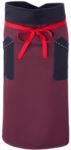 Grembiule da cuoco, chiusura anteriore in vita con nastro rosso, due tasche anteriori, colore Bordeaux/Blu. ROMD2901.BO