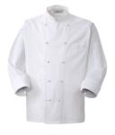 Giacca cuoco, chiusura anteriore bottoni doppio petto, taschino lato sinistro, manica a 3/4, colore bianco ROMG0101.BI