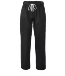 Pantaloni da cuoco, elastico sulla vita con laccio, colore bianco/nero ROMP0301.NE