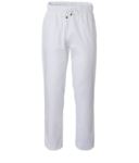 Pantaloni da cuoco, elastico sulla vita con laccio, colore bianco/nero ROMP0301.BI