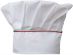 Cappello da cuoco, doppia fascia di tessuto con parte superiore inserita e cucita a pieghette, colore bianco, nero ROMT0701.BT