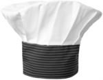 Cappello da cuoco, doppia fascia di tessuto con parte superiore inserita e cucita a pieghette, colore bianco gessato nero ROMT0501.BGN