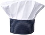 Cappello da cuoco, doppia fascia di tessuto con parte superiore inserita e cucita a pieghette, Colore bianco, rigato grigio-nero. ROMT0501.BGB