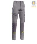 Pantaloni multitasche bicolore, possibilità di inserimento ginocchiera, dettagli in contrasto. Colore blu/grigio PPPWF02536.GR