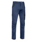 Pantalone multitasche da lavoro con dettagli colorati in contrasto, colore grigio ROA00805.BLU
