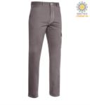 Pantalone da lavoro multitasche con cuciture a contrasto. Colore grigio PPBGL02110.GR