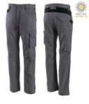 Pantaloni bicolore, multitasche, in cotone, colore grigio/nero GLADLPAN.GR