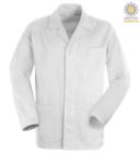 giacca da lavoro di colore bianco 100% cotone Massaua sanforizzato e bottoni coperti PPSTX03101.BI