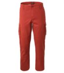 Pantalone da lavoro multitasche in cotone di colore rosso ROA00901.RO