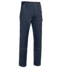 Pantaloni da lavoro multitasche 100% Cotone, cuciture a contrasto. Colore: Blu ROA00109.BLU